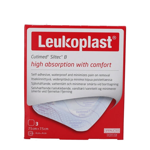 Billede af Leukoplast Cutimed Siltec B 3 stk, 7,5x7,5 cm (varenr. 225726)